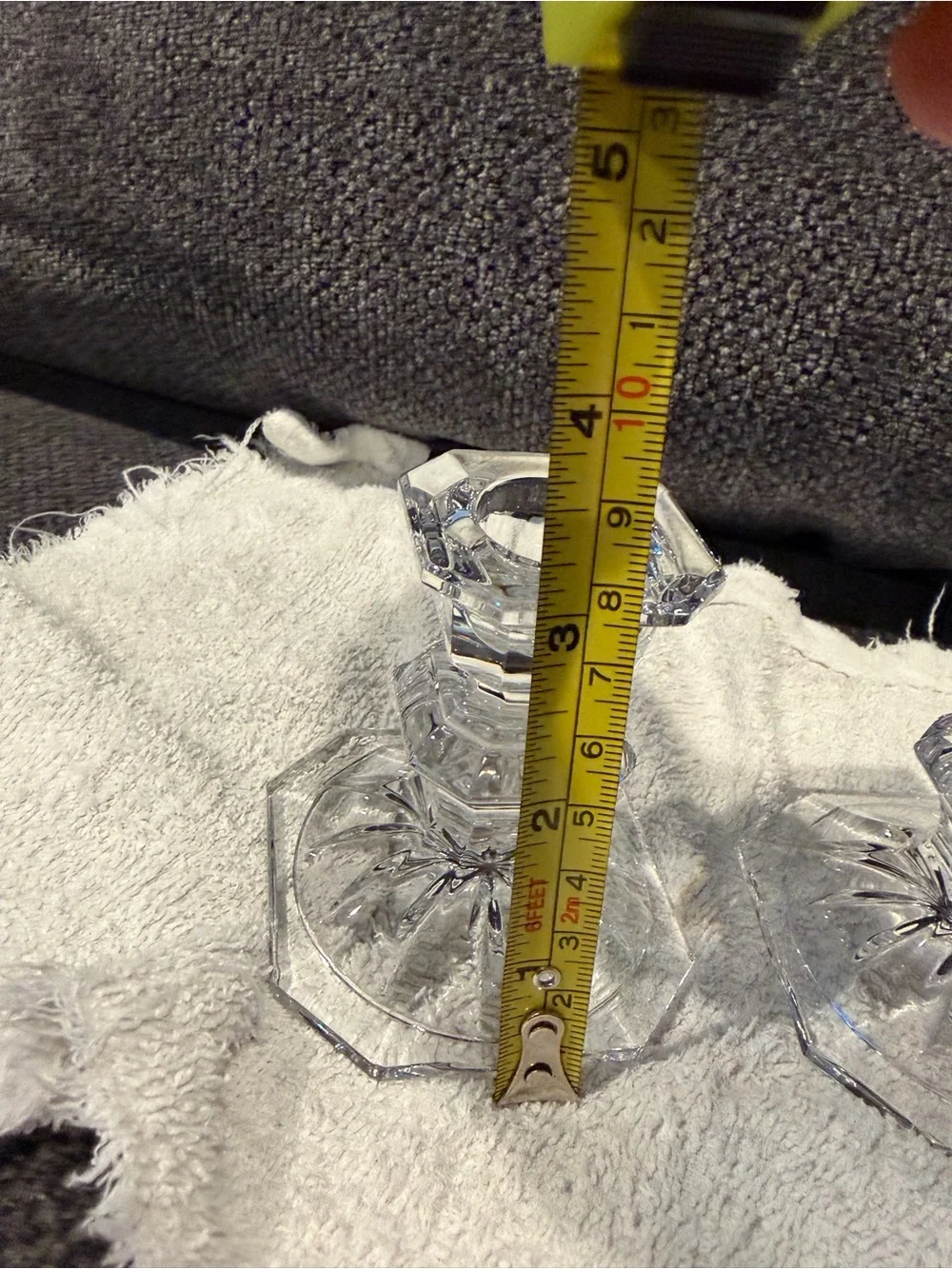 Clear Crystal Glass Candlestick Holders - Pair
